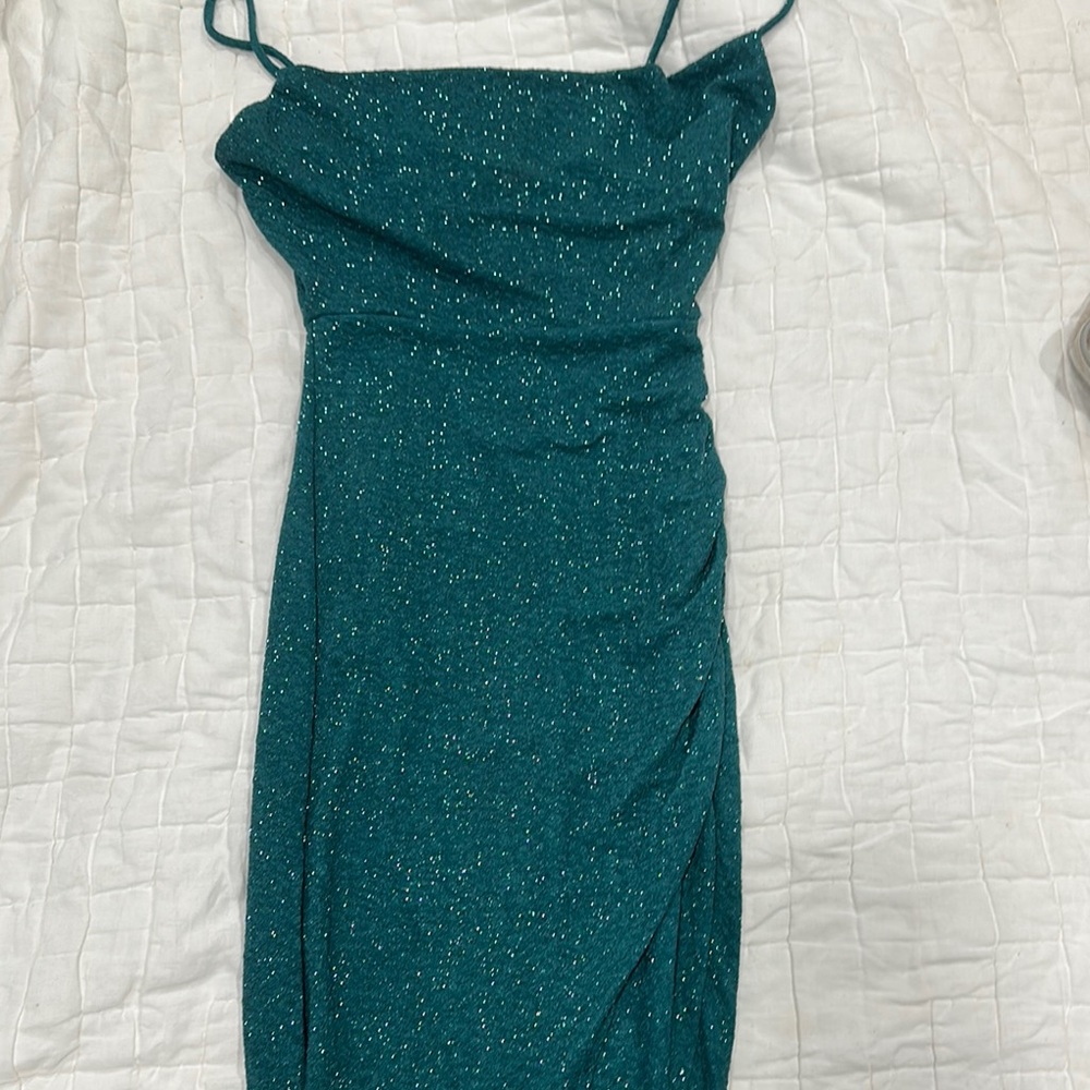 Windsor Green Ruched Mini Dress for Cocktail Nights